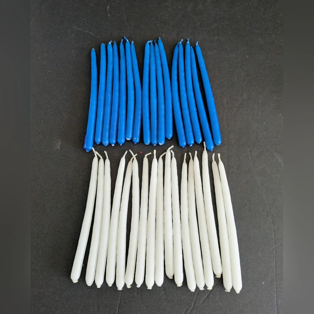 Candles Chanuka Set 16 Blue 17 White Made In Israel